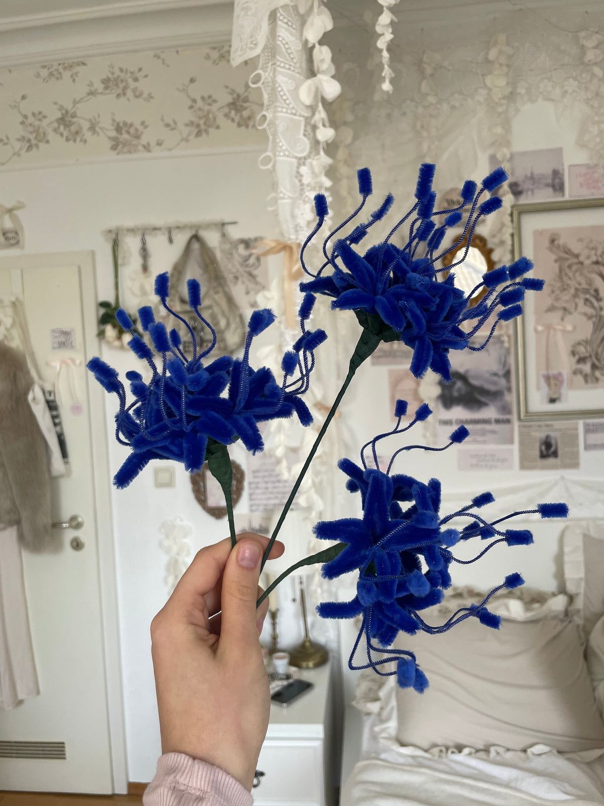DIY blue spider lily flower craft